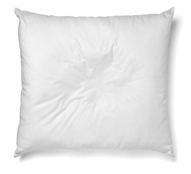 close up of a white pillow on white background