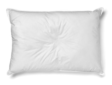 close up of a white pillow on white background