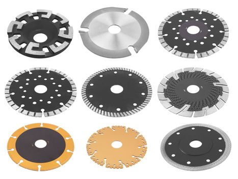 Circilar saw blades for wood metal and stone work isolated on white background