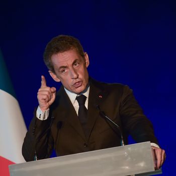 BORDEAUX, FRANCE - NOVEMBER 22, 2014 : Political meeting of the former President of the Republic, Nicolas Sarkozy in Bordeaux with Alain Juppe Mayor of the City. High quality photo
