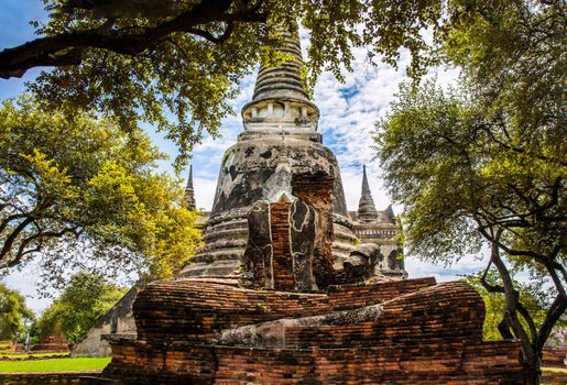 World Heritage Site at Wat Phra Si Sanphet. Ancient city and historical place at Ayutthaya, Thailand, The Ruin of temple. No focus, specifically.