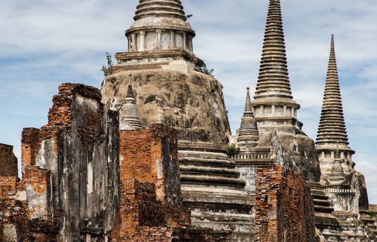 World Heritage Site at Wat Phra Si Sanphet. Ancient city and historical place at Ayutthaya, Thailand, The Ruin of temple. No focus, specifically.