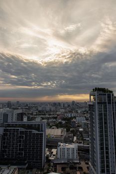 Bangkok downtown cityscape with skyscrapers at morning give the city a modern style. Selective focus.