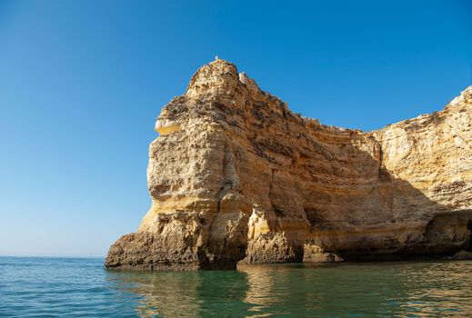 Rock formations on the Algarve coast in Portugal