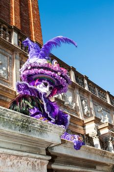 VENICE, ITALY - Febrary 6 2018: The masks of the Venice carnival 2018