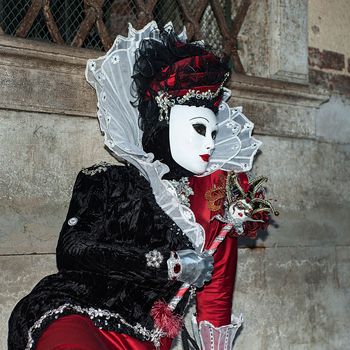 VENICE, ITALY - Febrary 6 2018: The masks of the Venice carnival 2018