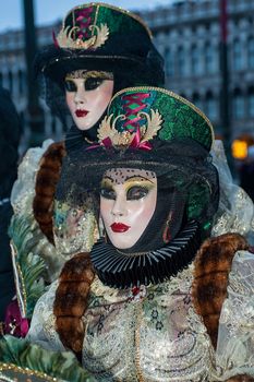 VENICE, ITALY - Febrary 6 2018: The masks of the Venice carnival 2018