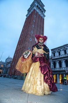 VENICE, ITALY - Febrary 6 2018: The masks of the Venice carnival 2018