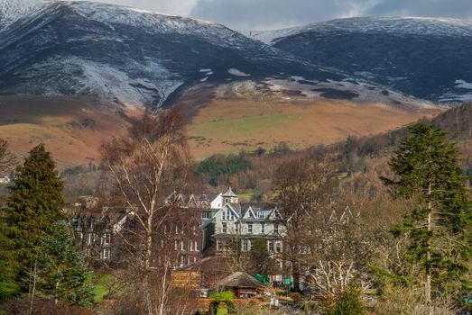 A small village in the Lake District area that has a beautiful backdrop of mountains