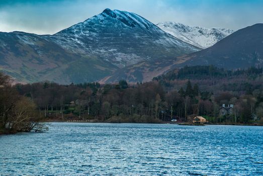 Derwent Waterand and Skiddaw mountain in background, Lake District National Park, Cumbria, England.