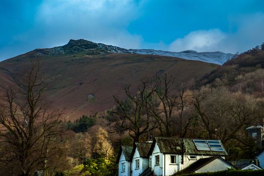 Beautiful mountains Looking through the roof of the house in the Lake District - World Heritage Site.