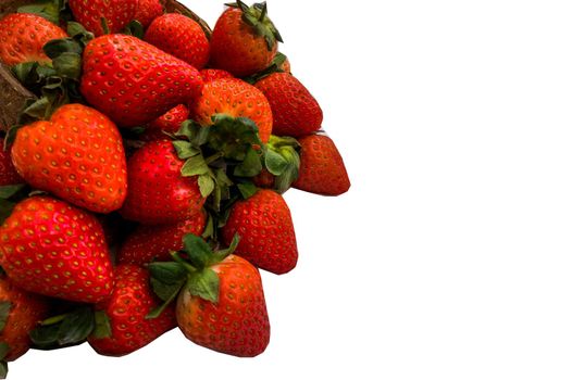 Healthy strawberry isolated on white background. Copy space. Top view, High resolution product.