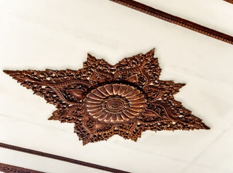 Beautiful art pattern decoration on the ceiling of the rooms in the temple