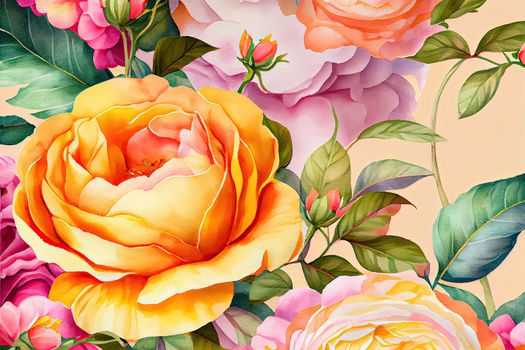 beautiful wallpaper of painted orange peonies in 6k