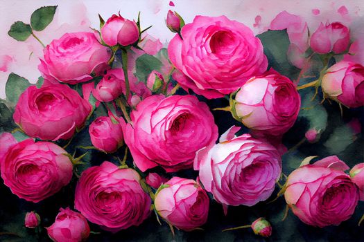 lush painted bouquet of pink peonies in 6k