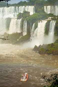 Dramatic Iguacu falls on Argentina Side from southern Brazil side, South America