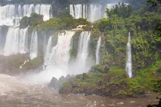 Dramatic Iguacu falls on Argentina Side from southern Brazil side, South America