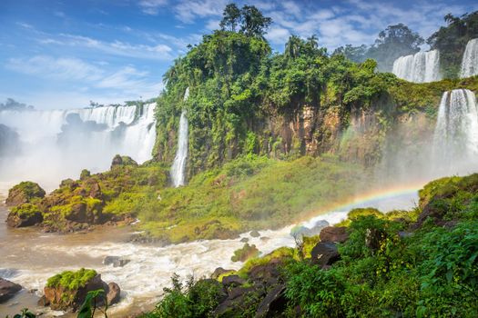 Dramatic Iguacu falls on Argentina Side from southern Brazil side, South America