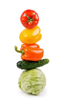 fresh vegetables on the white background