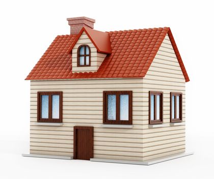 House model isolated on white background. 3D illustration.