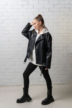 background clothes style clothing leather casual black isolated fashion design white zipper jacket