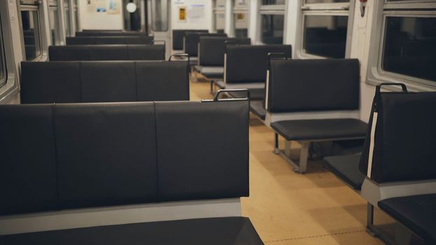 Empty passenger car of economy class train