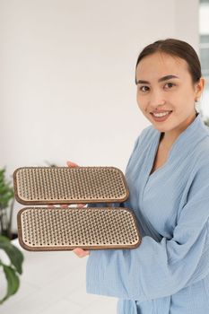 Portrait of asian woman with sadhu boards