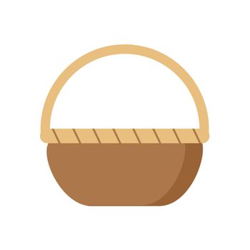 Empty food basket isolated on a white background. Vector flat cartoon illustration. Design element, sticker, single object.