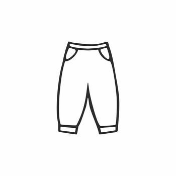 Pants for a child isolated on a white background. Vector Doodle illustration of clothing for children. Jeans and trousers drawn with a contour line by hand. Children's drawing of clothes for walking.