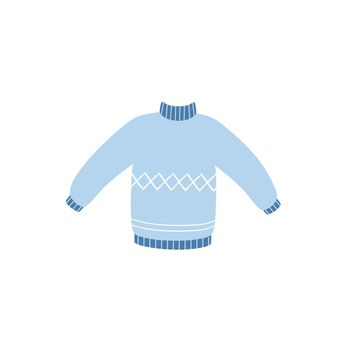 Warm sweater in Doodle style isolated on a white background. Vector illustration of a sweater.