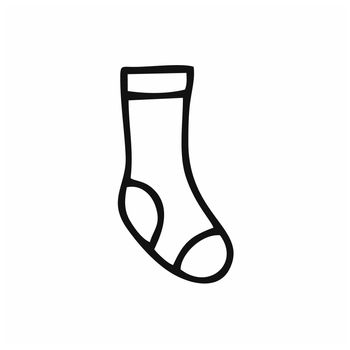 Doodle sock hand-drawn with a black contour line. Vector icon of sock. Coloring an item of clothing.