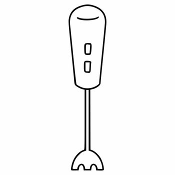 A linear-style immersion blender. Kitchen appliances for chopping food. Vector icon in the doodle style.