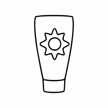 Sunscreen for sunburn and sunburn. Vector illustration in doodle style.