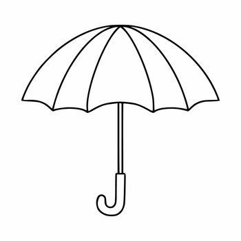 Sun and rain umbrella drawn with a contour line. Vector icon in the doodle style.