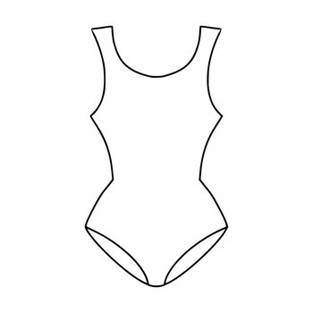 Women's swimsuit drawn with a contour line. Drawing of a body by hand. Underwear for women.