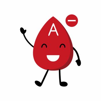 A drop of blood with Rh factor. Vector illustration with blood type in cartoon style