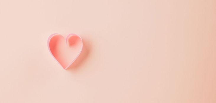Happy Valentines Day. Flat lay pink ribbon heart shaped on pastel pink background, Festive background with copy space, Mother's day, Woman's day