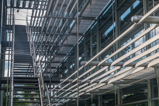 Staircase and windows of morden office building. Contemporary corporate business architecture.