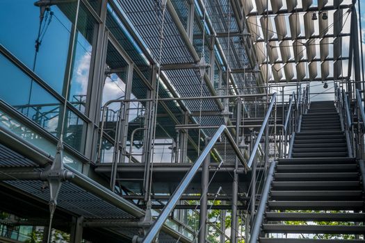 Staircase and windows of morden office building. Contemporary corporate business architecture.