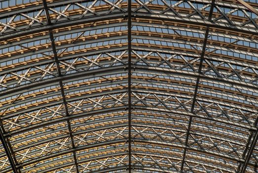 Architectural detail of the redeveloped Lattice ceiling in King Cross station