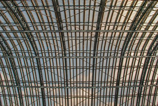 Architectural detail of the redeveloped Lattice ceiling in King Cross station