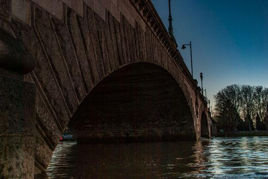 London, UK - Feb 22, 2019 : Kew Bridge in west London, listed bridge over the river Thames