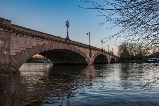 London, UK - Feb 22, 2019 : Kew Bridge in west London, listed bridge over the river Thames