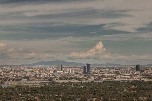 Bangkok, Thailand - Jul 27, 2020 : City view of Bangkok afternoon creates energetic feeling to get ready for the day waiting ahead. Selective focus.