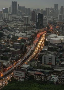 Bangkok, Thailand - Jun 17, 2020 : City view of Bangkok before the sunset creates energetic feeling to get ready for the day waiting ahead. No focus, specifically.
