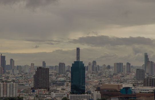Bangkok downtown cityscape with skyscrapers at evening give the city a modern style. Selective focus.