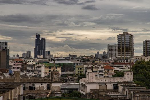 Bangkok downtown cityscape with skyscrapers at eveninggive the city a modern style. Selective focus.