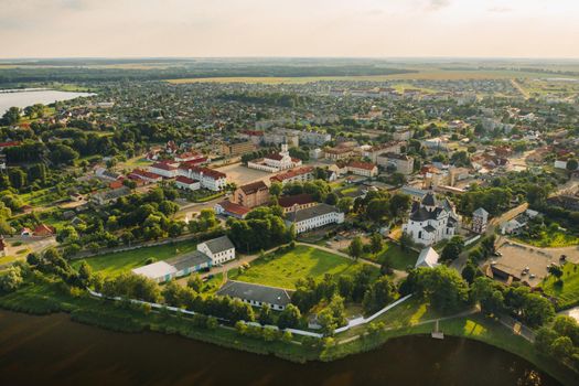 Top view of the summer city of Nesvizh. Belarus.