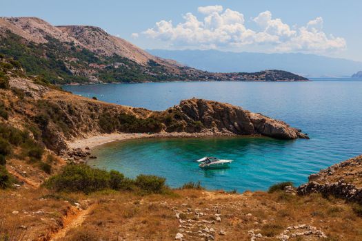 View of the Stara Baska coast during the summer time, Krk island. Croatia