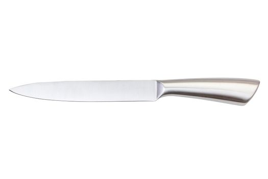 High-quality durable stainless steel slicing knife for professional and semi-professional use, isolated on white with clipping path.